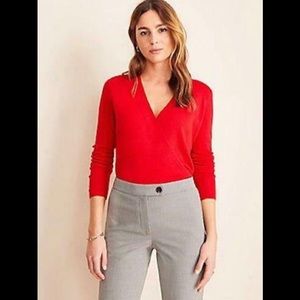 Ann Taylor red v-neck wrap sweater